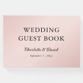 Livro De Visitas Casamento Mínimo Elegante Preto-Rosa Esbranquiçado