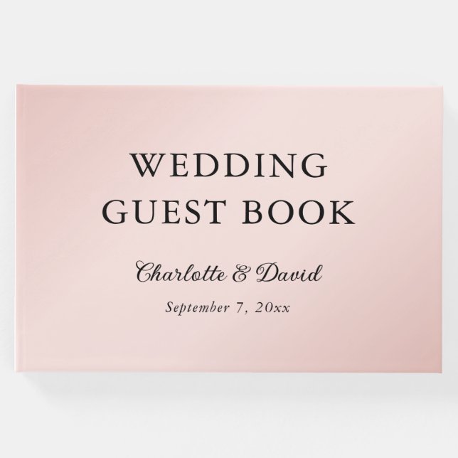 Livro De Visitas Casamento Mínimo Elegante Preto-Rosa Esbranquiçado (Frente)