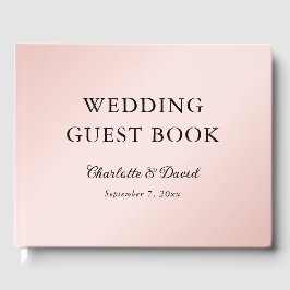 Livro De Visitas Casamento Mínimo Elegante Preto-Rosa Esbranquiçado