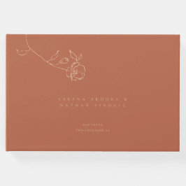 Livro De Visitas Casamento Mínimo Moderno de Pessegueira Floral de 