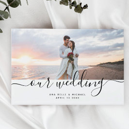 Livro De Visitas Casamento Moderno Elegante Chic com Foto Escrita à