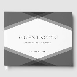 Livro De Visitas Casamento Moderno Geométrico Camadas Cinza