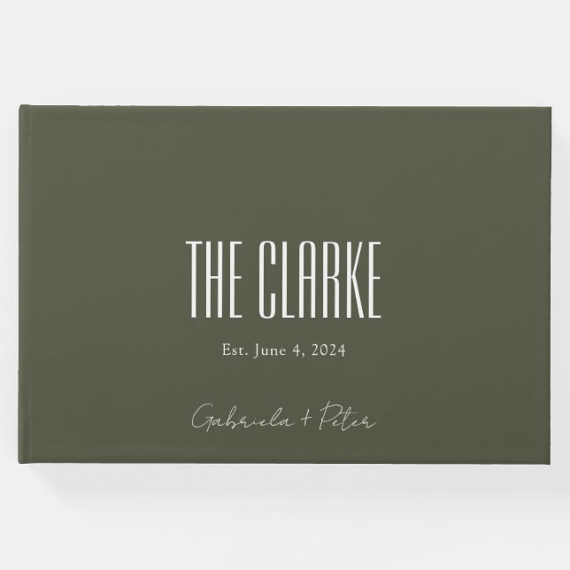 Livro De Visitas Casamento Moderno Mínimo Oleícola Verde Simples (Frente)