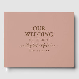 Livro De Visitas Casamento Monocromático de Terracotta