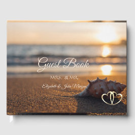 Livro De Visitas Casamento na Praia Pôr do Sol Concha Marinha