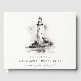 Livro De Visitas Casamento Náutico do Farol Negro e Branco
