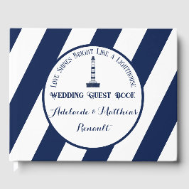 Livro De Visitas Casamento Náutico Náutico Elegante - Marinho Azul,