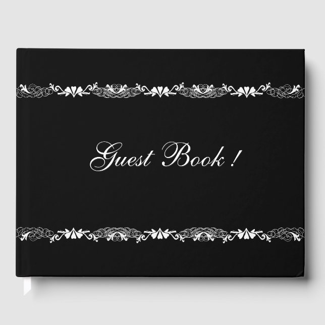 Livro De Visitas Casamento Negro e Branco (Frente)
