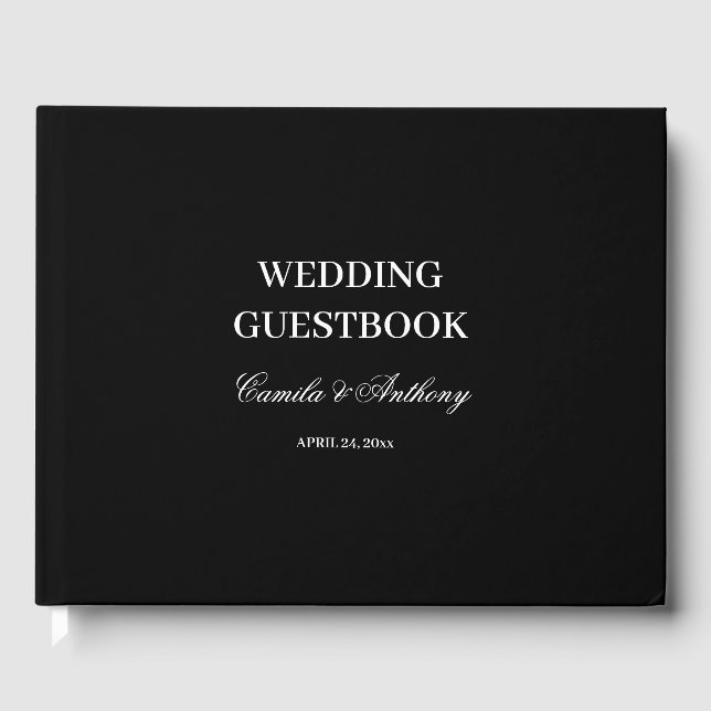 Livro De Visitas Casamento Negro e Branco (Frente)