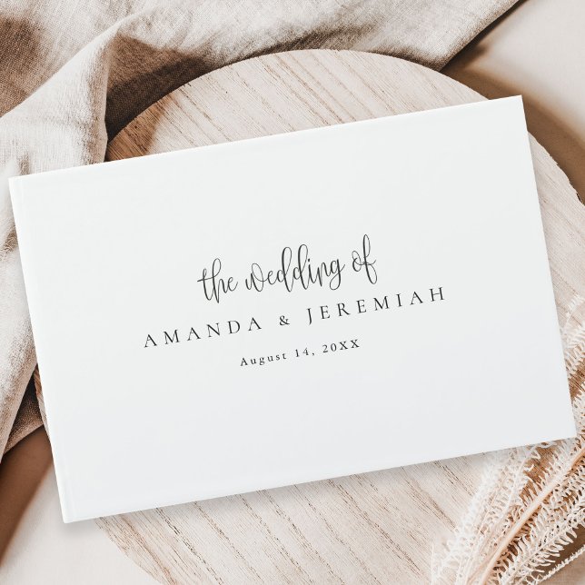 Livro De Visitas Casamento Negro e Branco da Caligrafia Moderna Ele (Criador carregado)