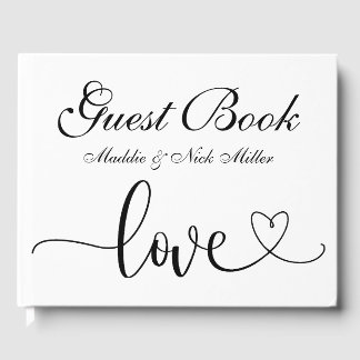 Livro De Visitas Casamento Negro e Branco minimalista