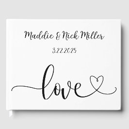 Livro De Visitas Casamento Negro e Branco minimalista