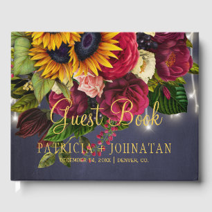 Livro De Visitas casamento no inverno de burgundy marinho floral ru