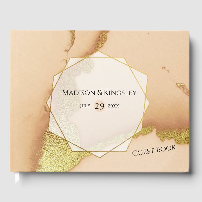 Livro De Visitas Casamento 💡 Óleo Coral Moderno (Frente)