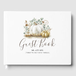 Livro De Visitas Casamento outono de Bombas Brancas e Douradas