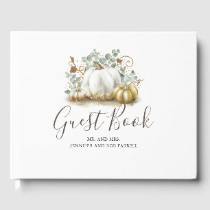 Livro De Visitas Casamento outono de Bombas Brancas e Douradas