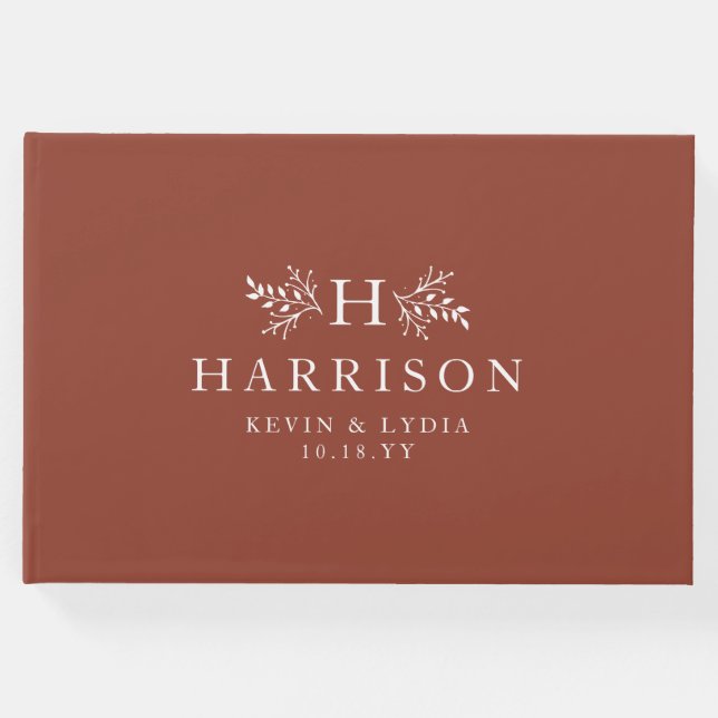 Livro De Visitas Casamento outono de ferrugem do monograma russo (Frente)