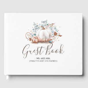 Livro De Visitas Casamento outono de Pumpkins Dourado branco e Rosa