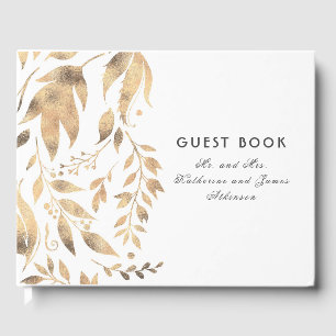 Livro De Visitas Casamento outono elegante e Dourado deixa