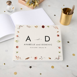 Livro De Visitas Casamento outono Elegante Russo de Flores Selvagen