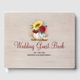 Livro De Visitas Casamento outono Russo de Vase Floral da Abóbora