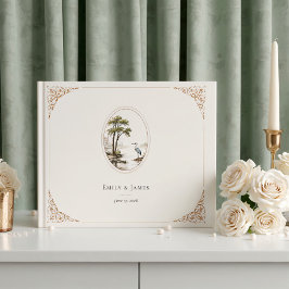 Livro De Visitas Casamento Oval Romântico Francês com Garça
