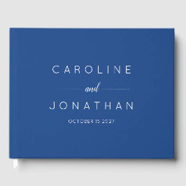 Livro De Visitas Casamento Personalizado Azul Francês com Script Mí
