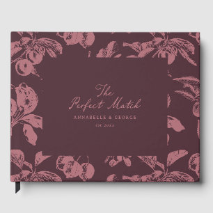 Livro De Visitas Casamento Personalizado Burgundy Vintage Floral Fr