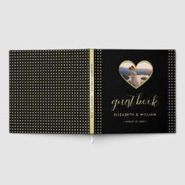 Livro De Visitas Casamento personalizado com bolinhas douradas e pr