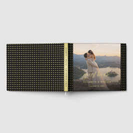 Livro De Visitas Casamento personalizado com bolinhas pretas e dour