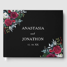 Livro De Visitas Casamento Personalizado da Rosa Floral de Natal