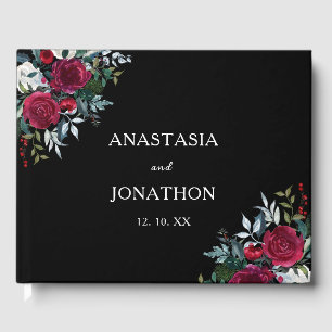 Livro De Visitas Casamento Personalizado da Rosa Floral de Natal