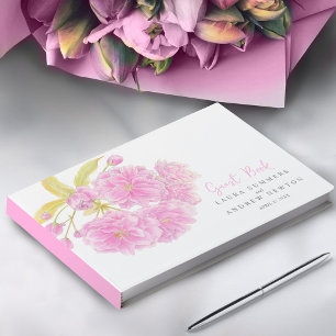 Livro De Visitas Casamento personalizado de cor-de-água com flor-ro