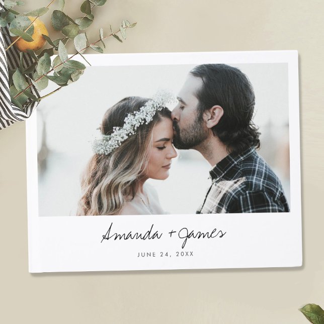 Livro De Visitas Casamento Personalizado de Foto Moderna Simples (Criador carregado)