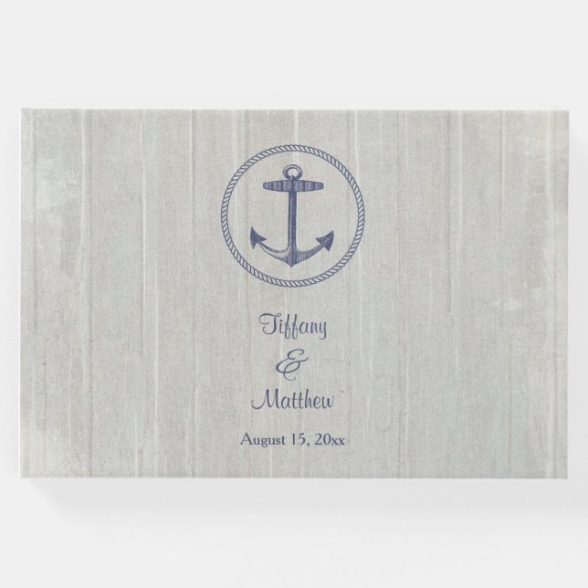 Livro De Visitas Casamento Personalizado De Madeira Atacada Náutica (Frente)