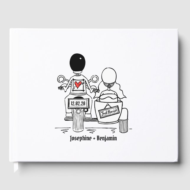 Livro De Visitas Casamento Personalizado De Motomotocicletas E Side (Frente)