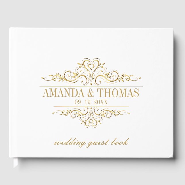 Livro De Visitas Casamento Personalizado de Quadro Elegante Branco (Frente)