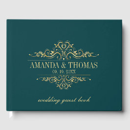 Livro De Visitas Casamento Personalizado de Quadro Elegante Verde P