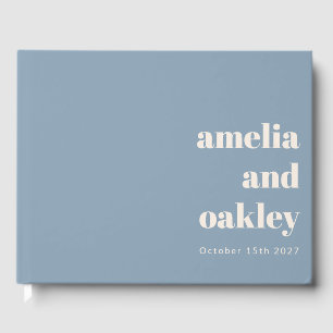 Livro De Visitas Casamento Personalizado De Retrô Azul Com Dusty Mi
