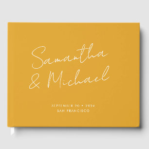 Livro De Visitas Casamento Personalizado De Script Amarelo Dourado