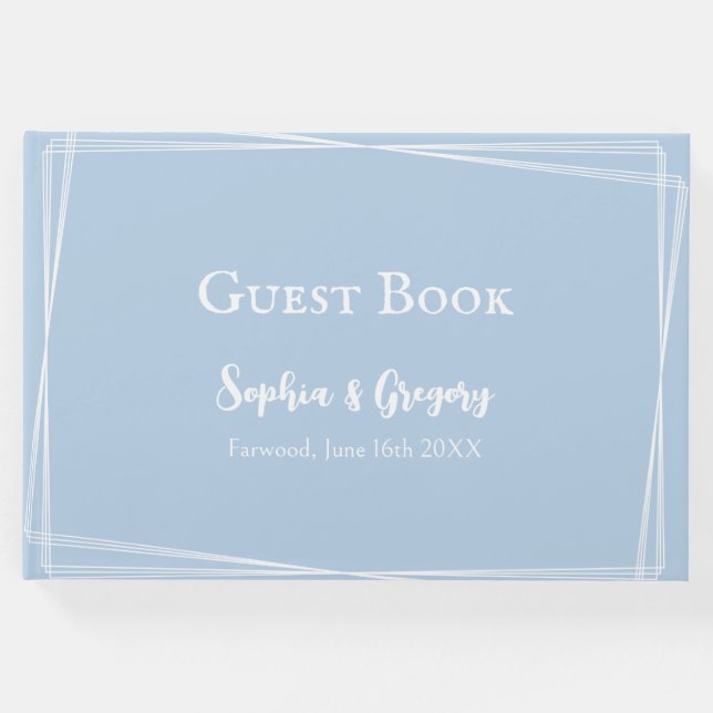 Livro De Visitas Casamento Personalizado De Script Branco Elegante  (Frente)