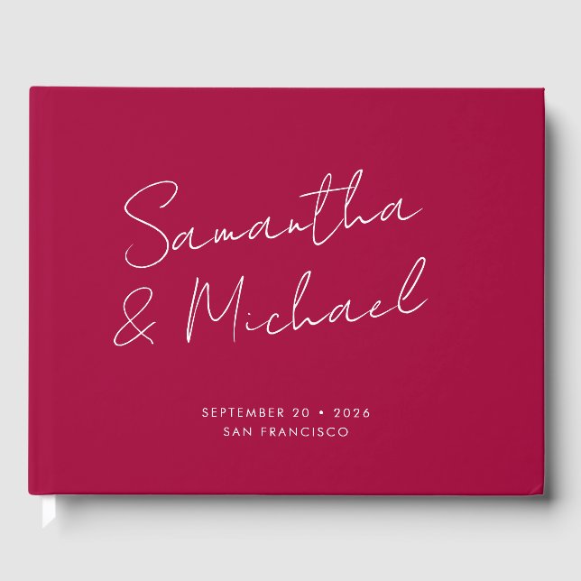 Livro De Visitas Casamento Personalizado De Script Rosa Elegante Bo (Frente)