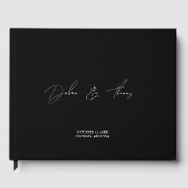 Livro De Visitas Casamento Personalizado Moderno Minimalista Preto