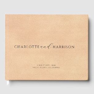Livro De Visitas Casamento Personalizado Monograma Faux Cream Leath