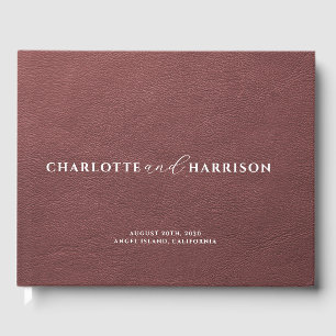Livro De Visitas Casamento Personalizado Monograma Faux Leather Bro