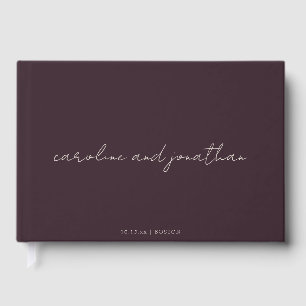 Livro De Visitas Casamento Personalizado Nome Dark Plum Elegante