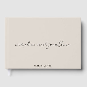 Livro De Visitas Casamento Personalizado Nome Marfim Creme Elegante