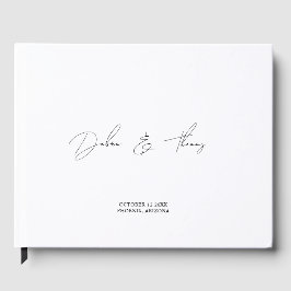 Livro De Visitas Casamento Personalizado Preto Branco Minimalista M