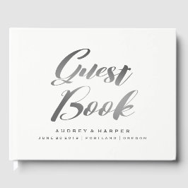 Livro De Visitas Casamento Personalizado Simples de Cinzas Prateada