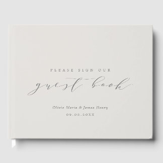 Livro De Visitas Casamento Personalizável Moderno de Linen Suave